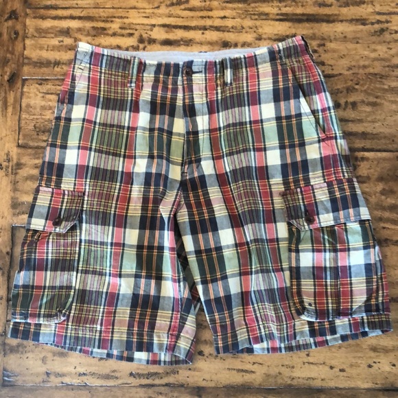 J. Crew Other - J. Crew Men’s 34 Cargo Shorts Madras Plaid EUC